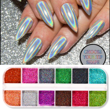 1 Box Holographics Nail Glitter Colorful Nail Powder Sparkly Shinning Flakes Dust Chrome Pigment Manicuring Art Decoration