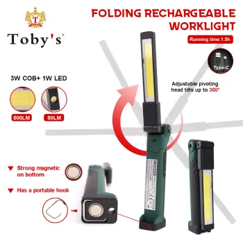 Factory Direct 800lm Portable Magnet LED Work Light - Rechargeable and Slim Design for Inspection and Working