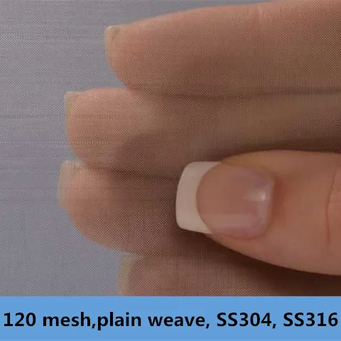120 Mesh, 0.08 mm Wire Dia, . Plain Weave, SS304, 304L, 316, 316L Wire Mesh