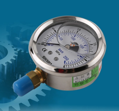 Visual hydraulic pressure gauge without cover