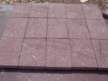 Chinese Red Granite Flamed Cube Paving Stone