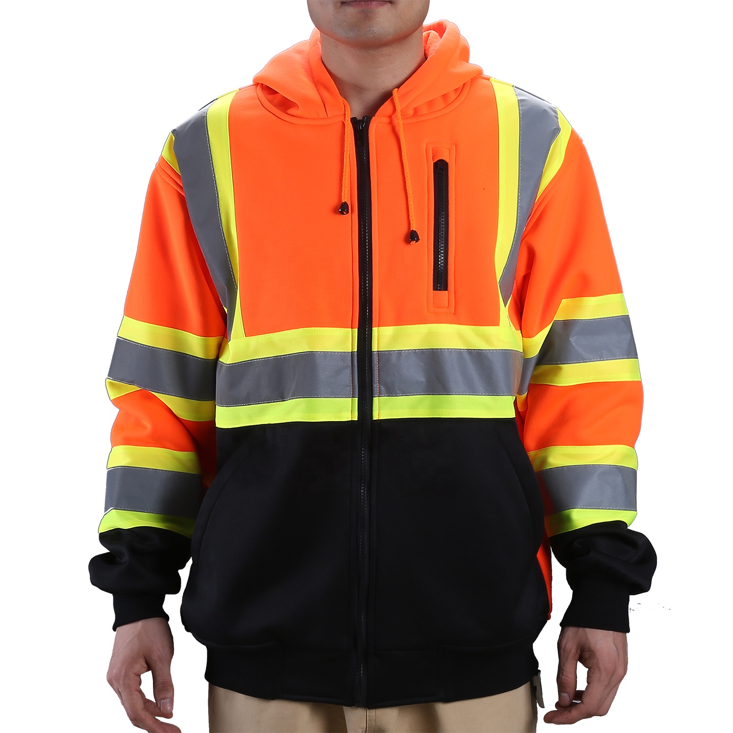 Segurança Fleece Hi Vis Hoodie Reflexivo para Construção