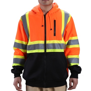 Safety Fleece Hi Vis Reflective Hoodie For Construction