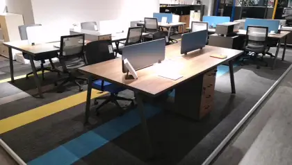 Smart light blue PVC edge modern conference table for meeting room