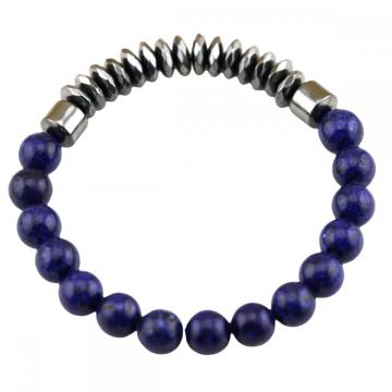 Gemstone 8MM Round Beads Faceted Abacus Hematite Magnetic Bracelets Crystal Quartz Stretch Bangle for Men Women