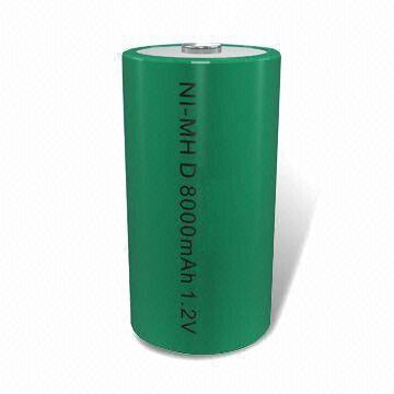 NiMH D-size Rechargeable Battery with High-energy of 8,000mAh, Sized 61.5 x 32.0mm