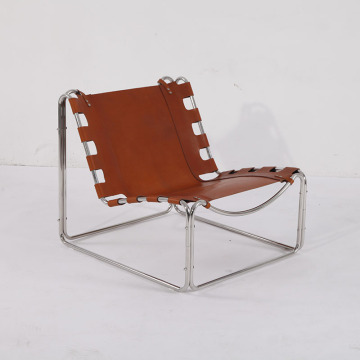 Pascal Mourgue Fabio Lounge Chair in gepatineerd leer