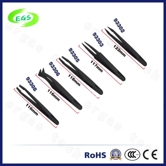 (1 Set of 5 Models) Stainless Steel ESD Tweezers (116-122mm)