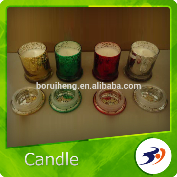 Christmas decorative Mercury gold glass candle holder with lid