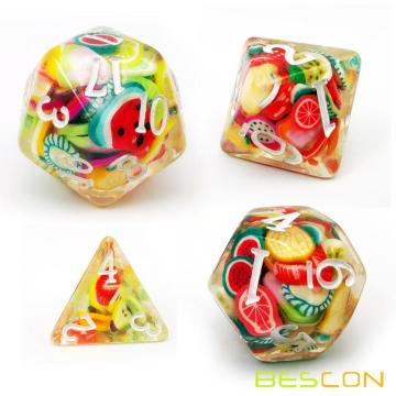 Ensemble de dés polyédriques de fruits Bescon, jeu de 7 dés RPG fantaisie