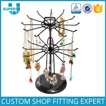 Wholesale Shopping Mall Kiosk Rack Solid Wooden Rorating Stand Necklace Display