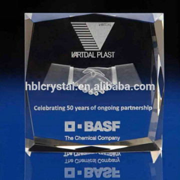 Popular square 3d glass awards for business celebration