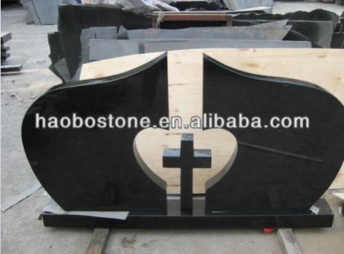 Black Granite Russian Cross Western Headstone