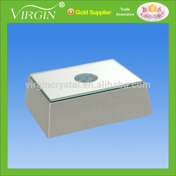 Hot rectangle plastic silver LED light base with customized logo for office decoration