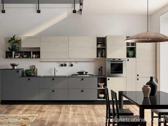 Cabinet de cuisine de laquer en bois gris personnalisé RTA