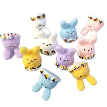 Lovely Bunny Head Resin Flatback Crafts Kawaii Little Rabbit Head Ornaments For Scrapbooking Easter Holiday Decoration