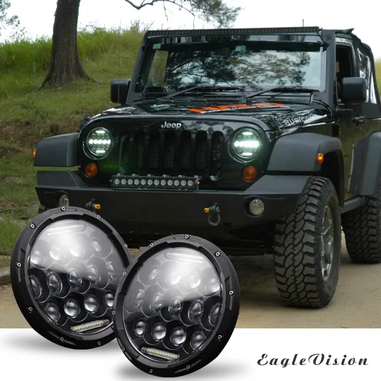 Round LED Car Headlights 300W 7 Inches Car Led Headlights Bulb Led Light 6500K Auto Headlamp 9-30V for Jeep