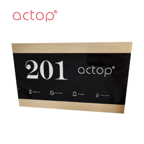 Smart hotel door plate with glass