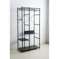 clothes rack with black metal wardrobe