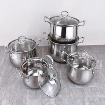 Stainless Steel Curved Soup Pot Set of Five