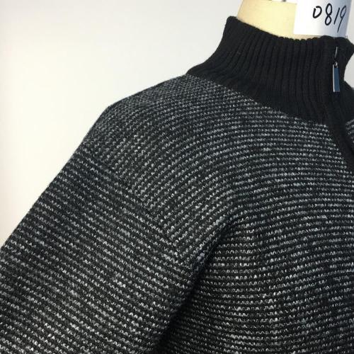 Men's Coarse Full-zippered Dark Knitted Sweater