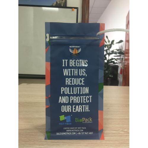 Bolsas de café compostables para embalaje ecológico de frijoles dorados