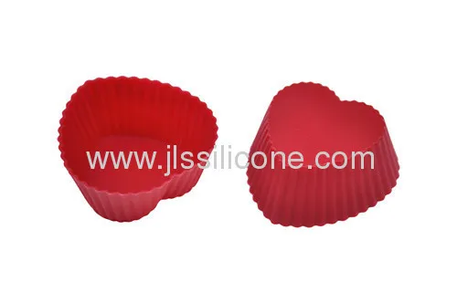 Candy Color Heart Shaped Silicone Cupcake Bakeware 