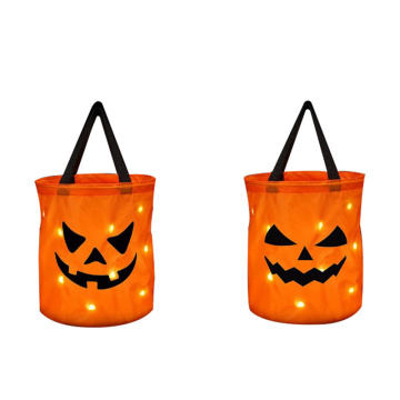 LED Light Pumpkin Candy Bag for Halloween Trick or Treat
