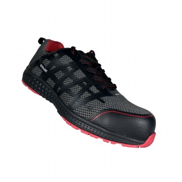 Laag gesneden zwart rode sandwich Mesh Safety Shoes