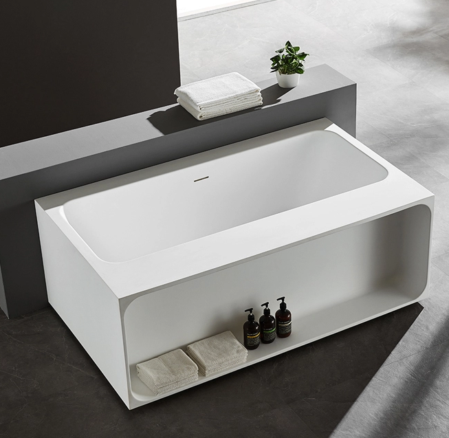 Square Shaped Bathtub Acrylic Freestanding Indoor White Soaking Portable Bathtub