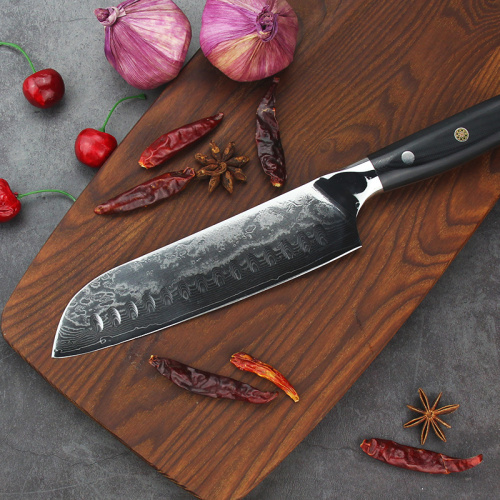 Cuchillo Santoku Damasco Japonés de Alto Carbono 67 Capas