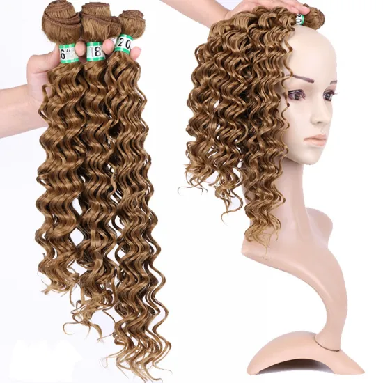 Wholesale 16''18''20''Red Natural Ombre Body Deep Wave Weft Weave Natural Black Color Curly Afro Bundle Synthetic Hair Extension