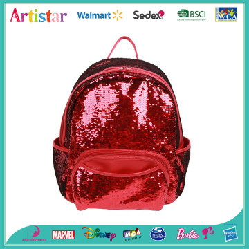 red color sequins backpack