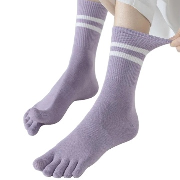 Trendy Mid Tube Five Toe Cotton Socks for Women