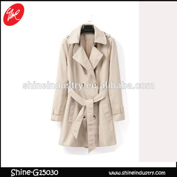 High Quality women's Self-Confidence Slim Long Belt Windbreaker