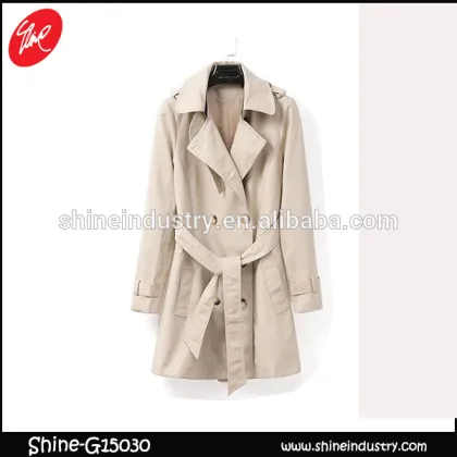 High Quality women's Self-Confidence Slim Long Belt Windbreaker