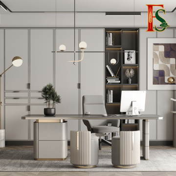 Solid Custom Bookcase Office Working Space
