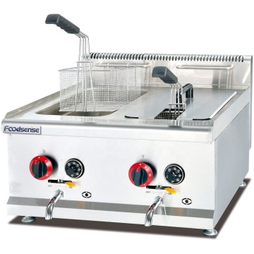 New LPG Gas Deep Fryer with Commercial Single Tank and Double Baskets for Chicken Oil Frying