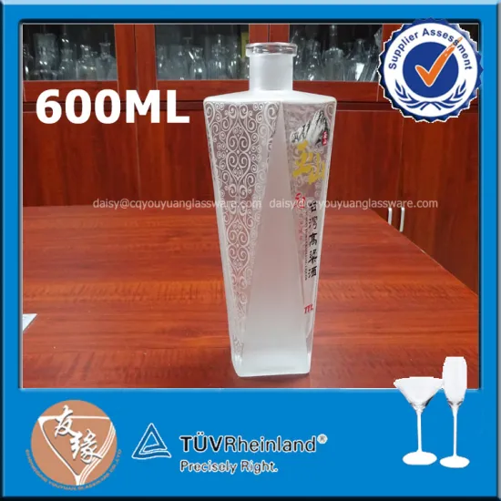 customizing decal printing white 600ml alcohol bottle glass for gin