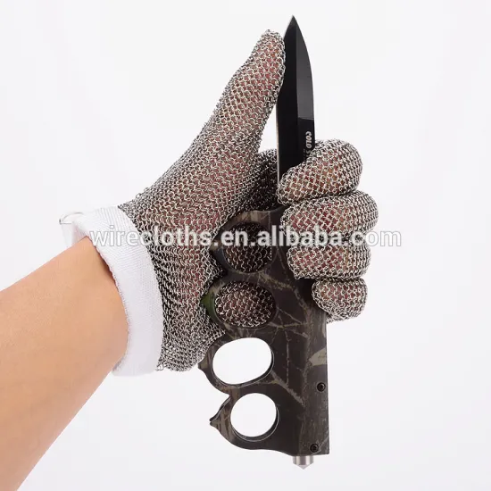 304 Brushed Stainless Steel Mesh Cut Resistant Chain Mail Gloves Kitchen Butcher Working Safety Glove