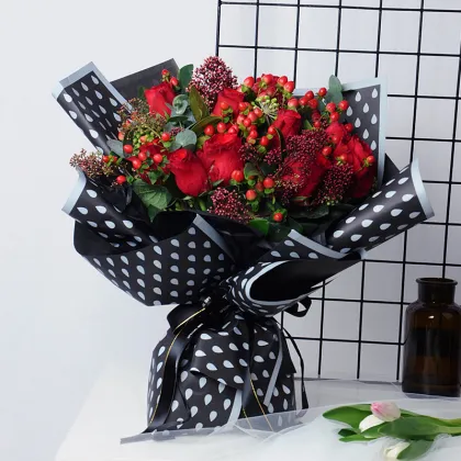 Raindrop pattern flower packaging wrapping paper