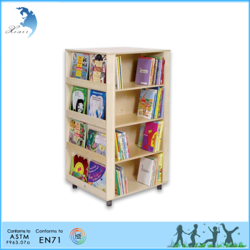 EN71 Educational Student wooden kindergarten movable bookshelf
