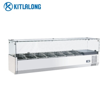 Stainless Steel Salad Display Showcase & Fridge for Commercial Use