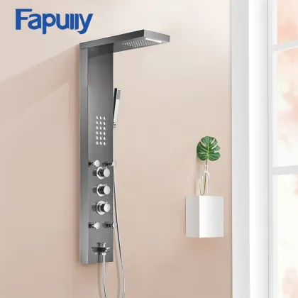 Black Oil Rubbed Bronze Shower Panel with Thermostatic Faucet