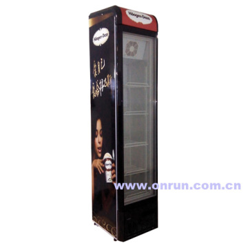 Frozen food freezer, slim display showcase freezer