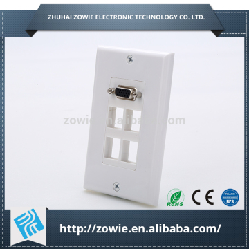 Wall plate with 4 keystone hole and one vga coupler