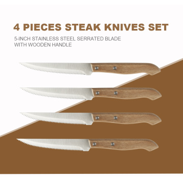 4 pcs steak knife set with wood handle