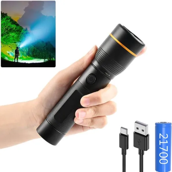 Custom High-Power Waterproof Rechargeable Flashlight with XHP50 LED - 100,000 Lumen Brightness