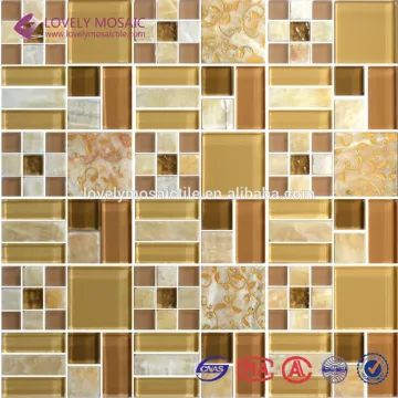 Glass Mix Carved Stone Mosaic Tiles for TV Background/Hotel Decoration/House Decoration