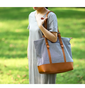 Women's Luxury PU Leather Beach Straw Bag with Custom Logo